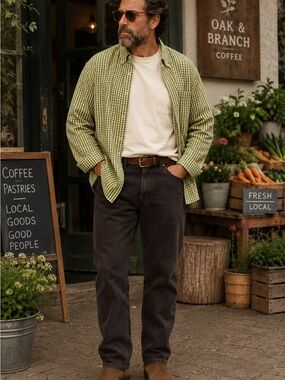 Consensus Sportswear XXL Green Gingham Cotton Button Down Shirt Mens 2XL
